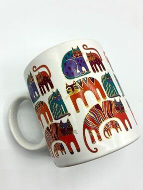 Vintage Laurel Burch Fantastic Felines Cats Mug 1988 Colorful Japan